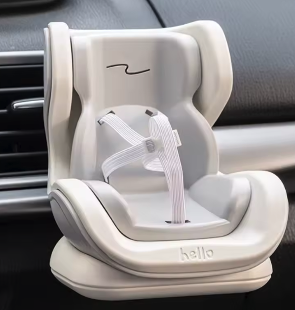 (11x10cm) Monsterhäschen Kindersitz Puppen Zubehör für Lüftungsgitter Air Frame mit Magnet Stand - Weiss / Grau
