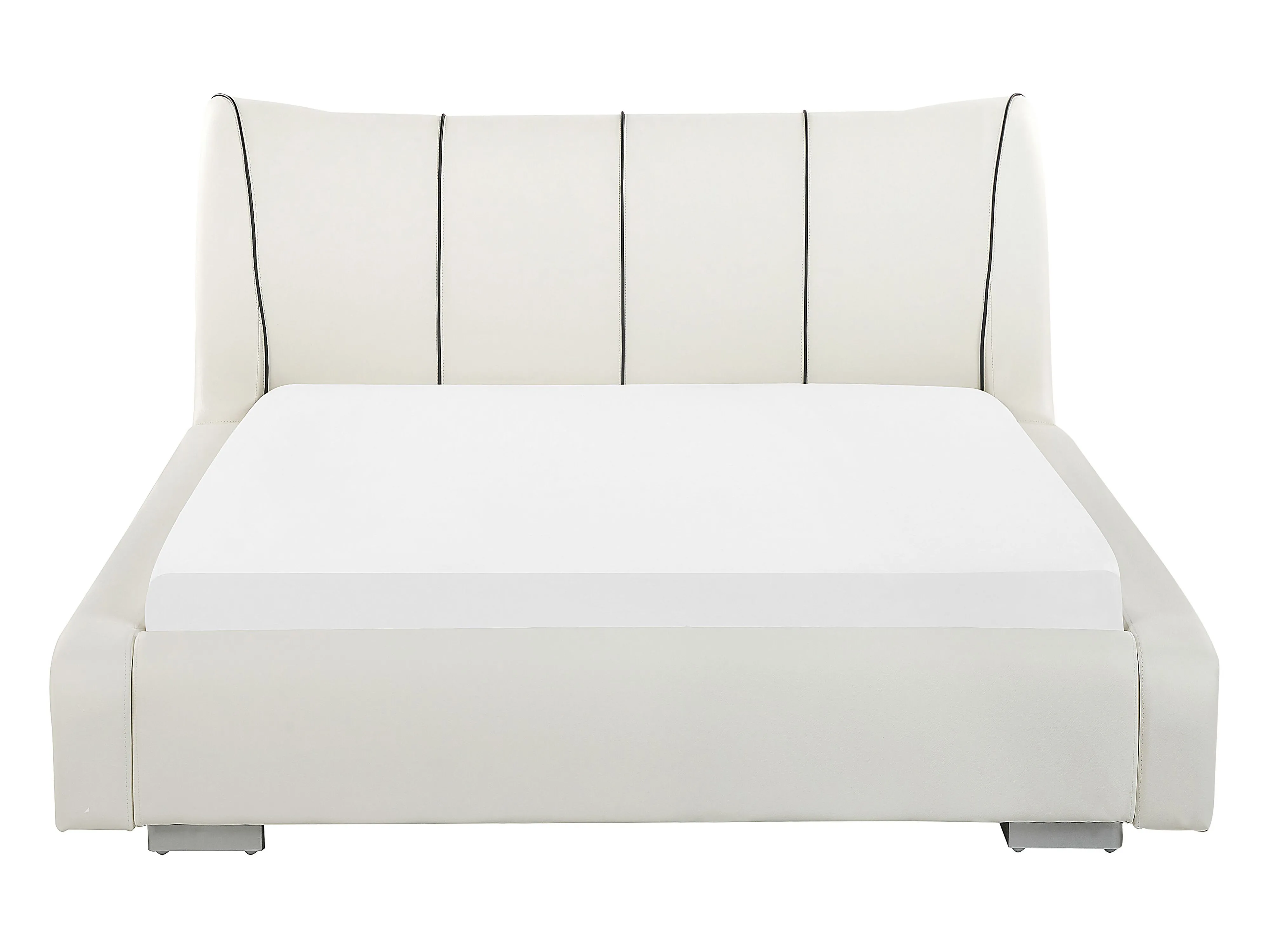 Waterbed met LED-verlichting Leer NANTES 140 x 200 cm Gebroken wit