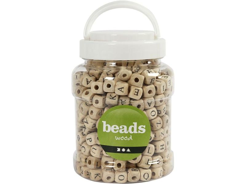 Creativ Company Buchstabenperlen 9 mm x 9 mm x 9 mm Holz Perlen