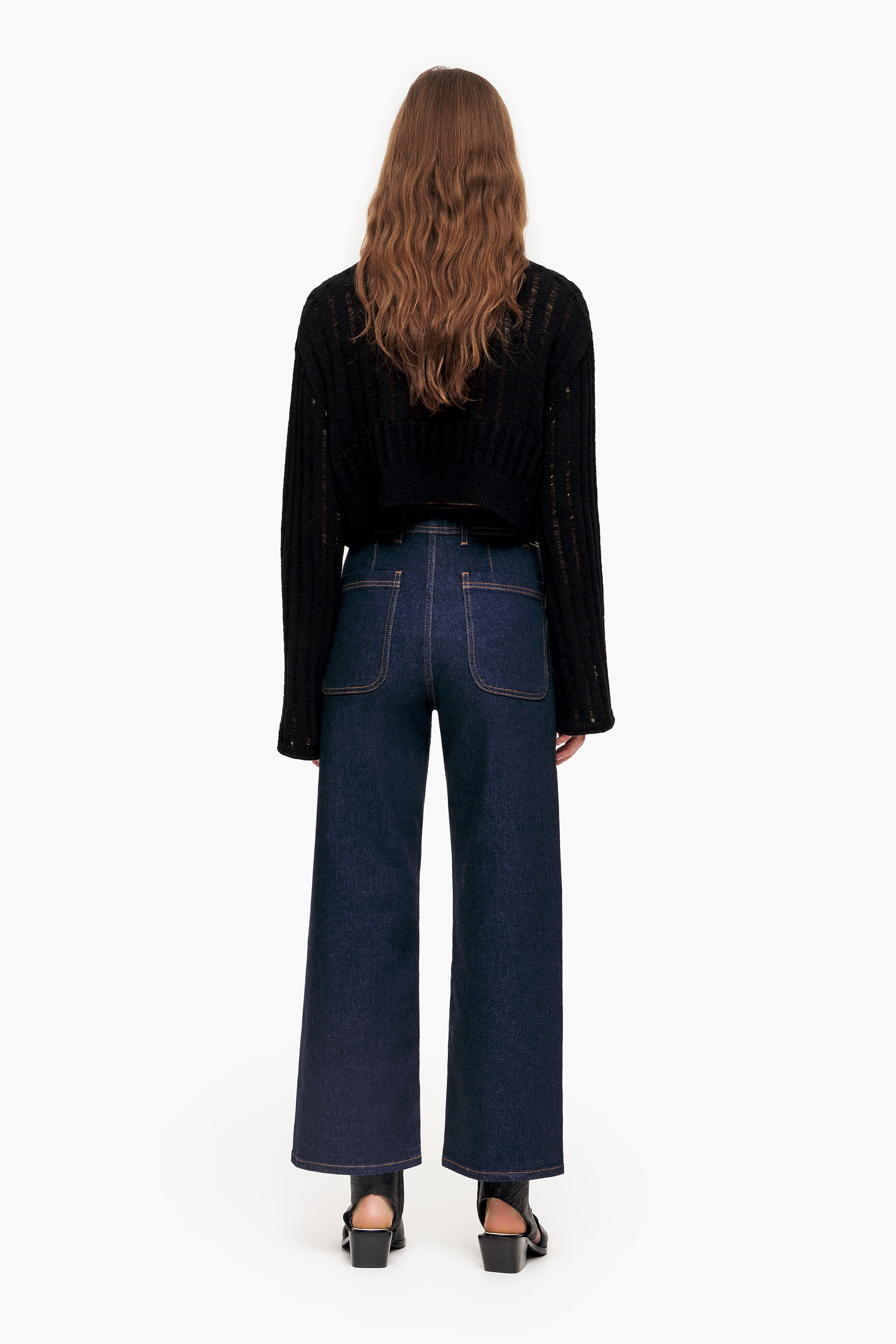 CULOTTE - Calça jeans azul escura de cintura alta