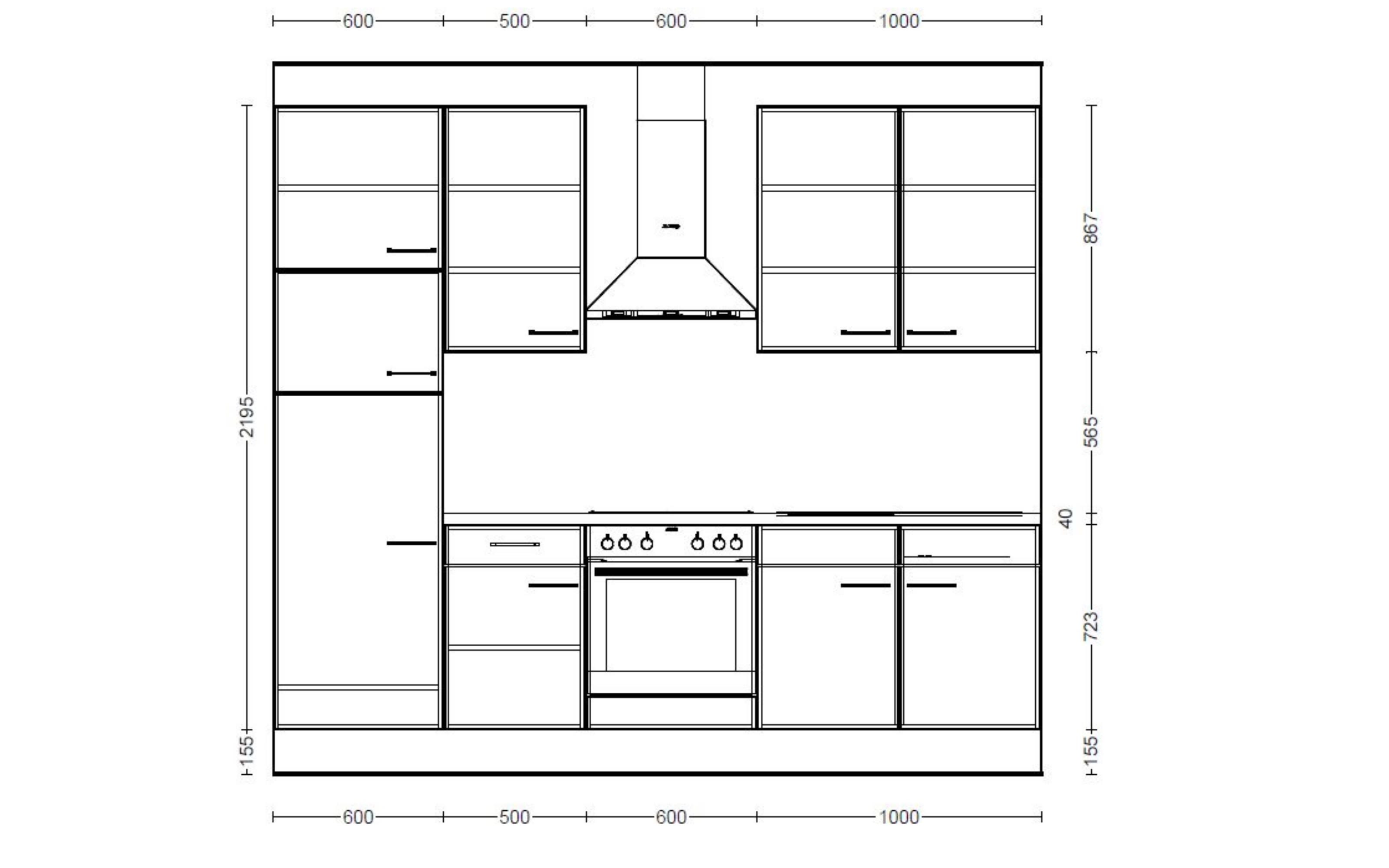 Einbaukueche IP 1200, Beton Nachbildung, inkl. Privileg Elektrogeräte