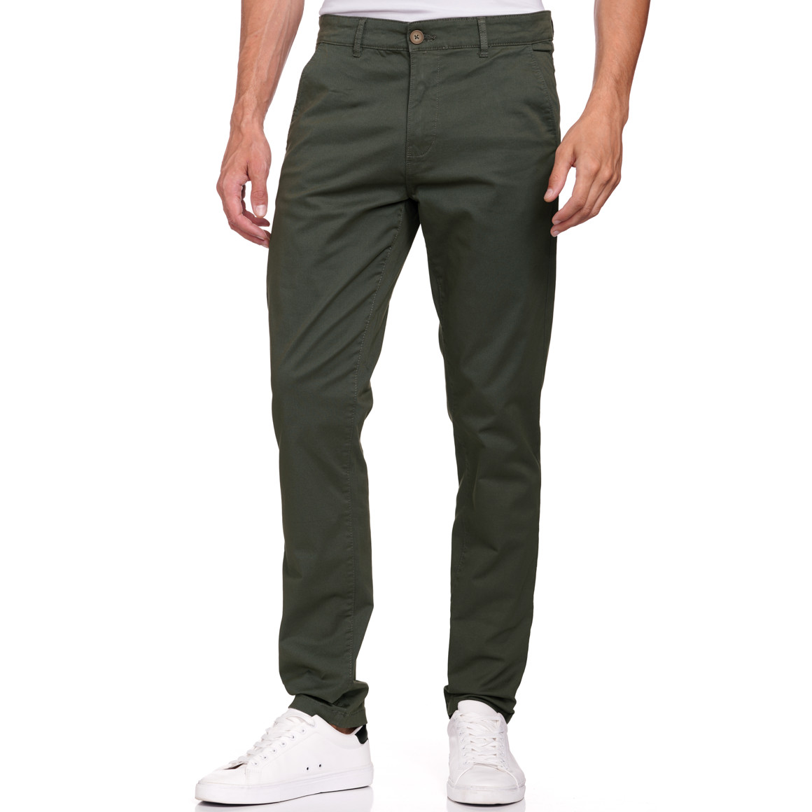 VanVaan Herren Chinohose in Unifarben dunkeloliv