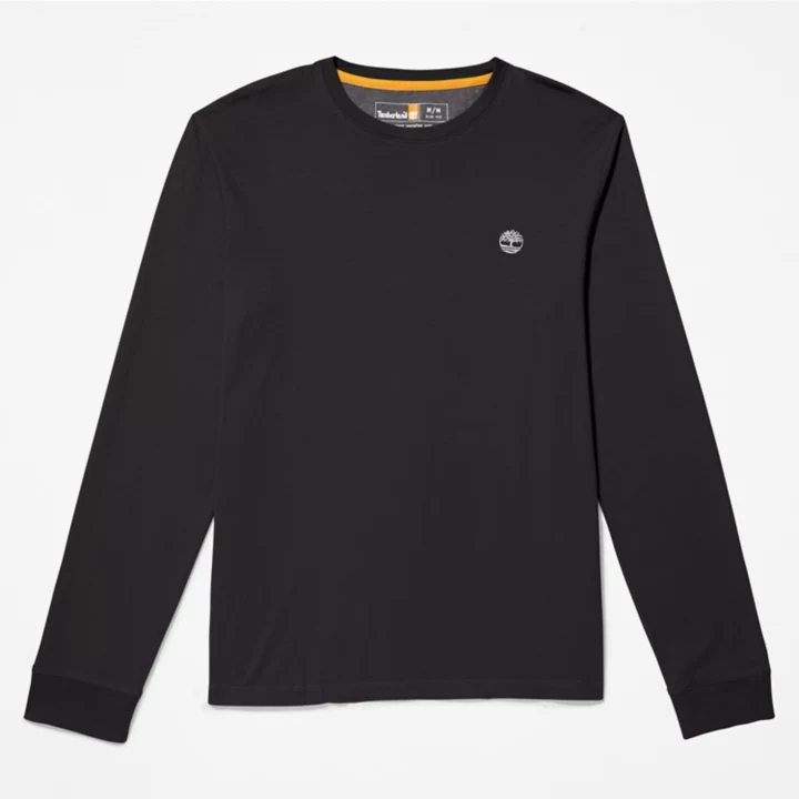 Camiseta masculina Dunstan River LS Crewneck na cor preta.