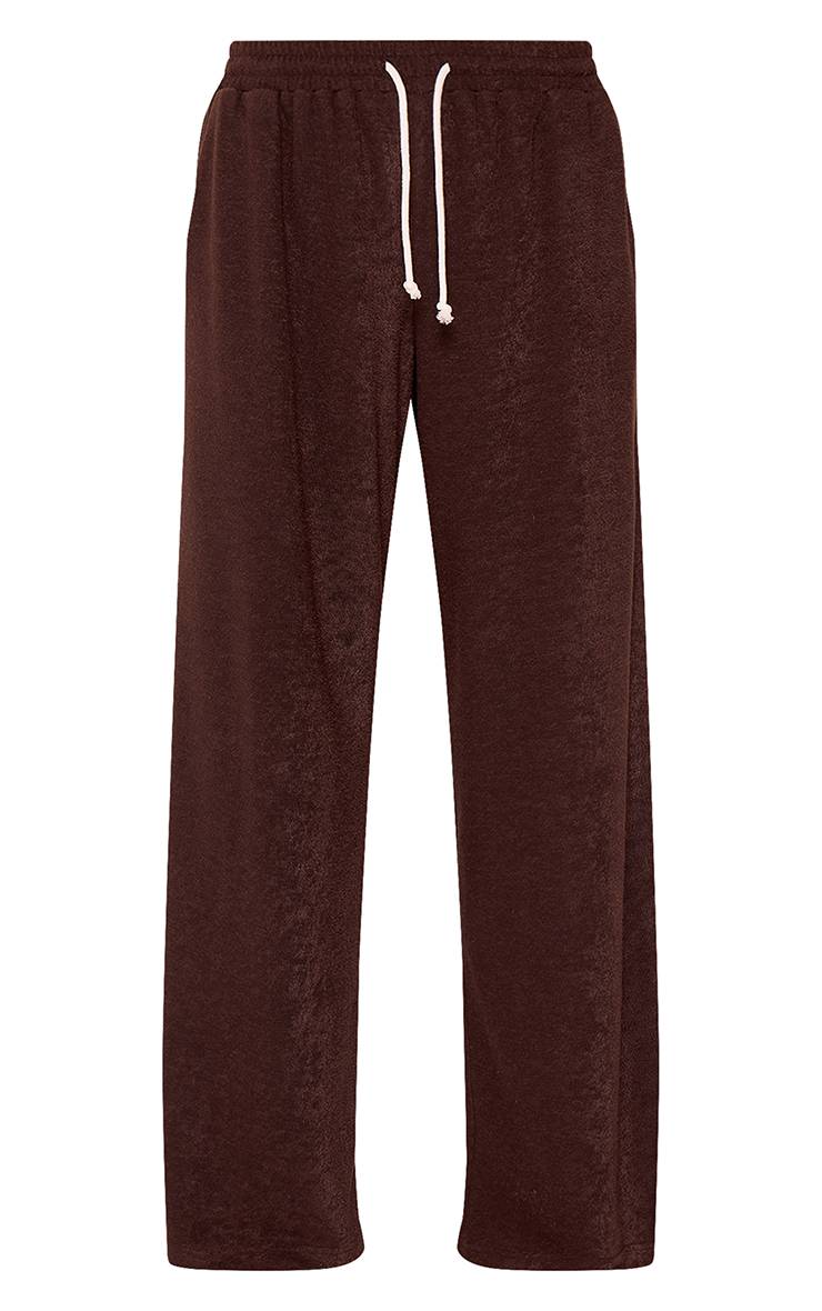 Chocolat Jogging Large En Tissu Éponge Avec Cordon De Serrage Contrasté