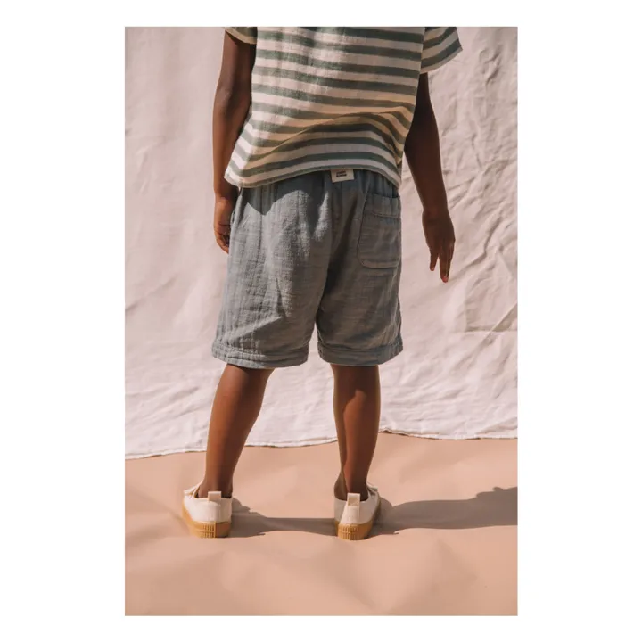 Studio Bohème Bermuda Basile Gaze de Coton | Bleu gris