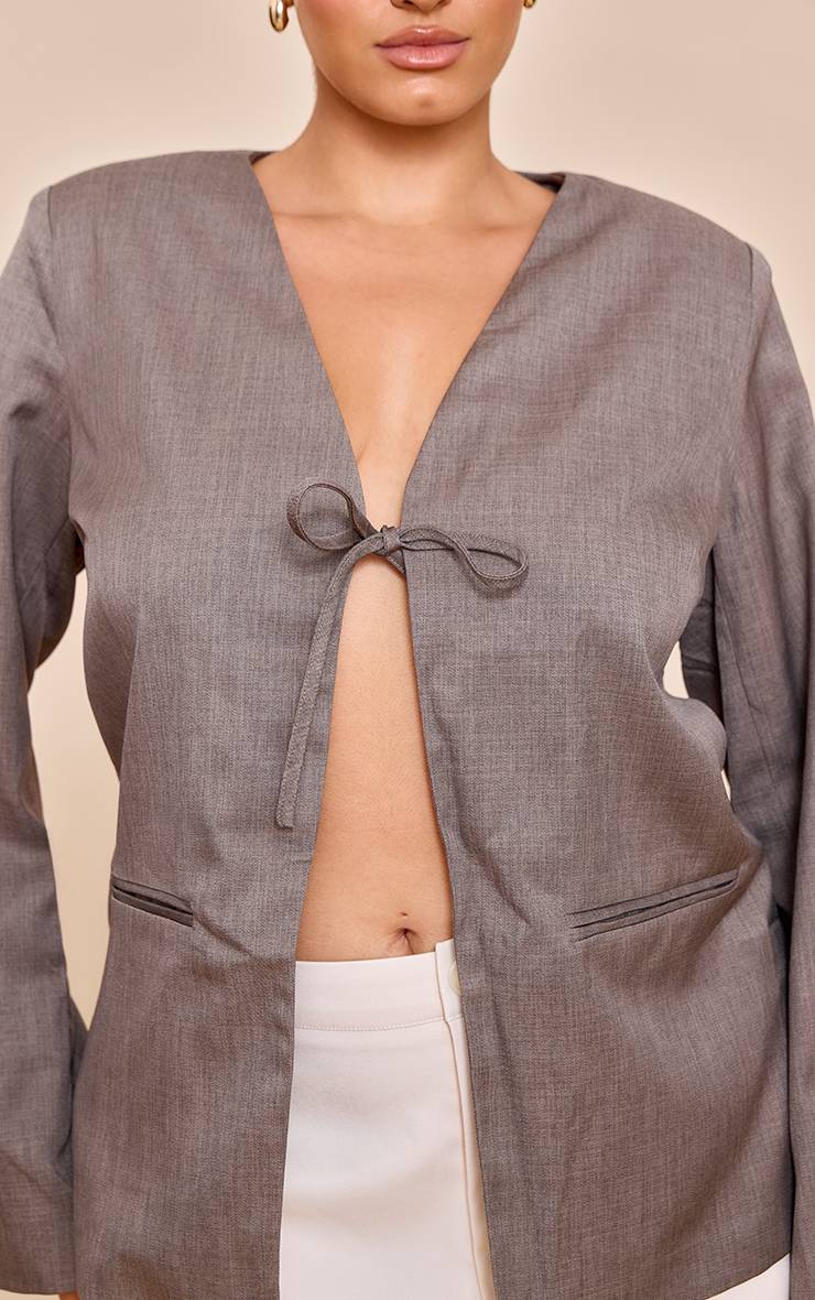 Champignon Blazer Boxy Grande Taille À Nouer
