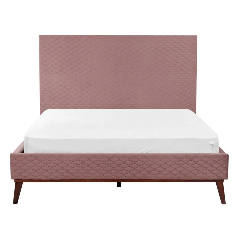 BAYONNE - Tweepersoonsbed - Roze - 140 x 200 cm - Fluweel