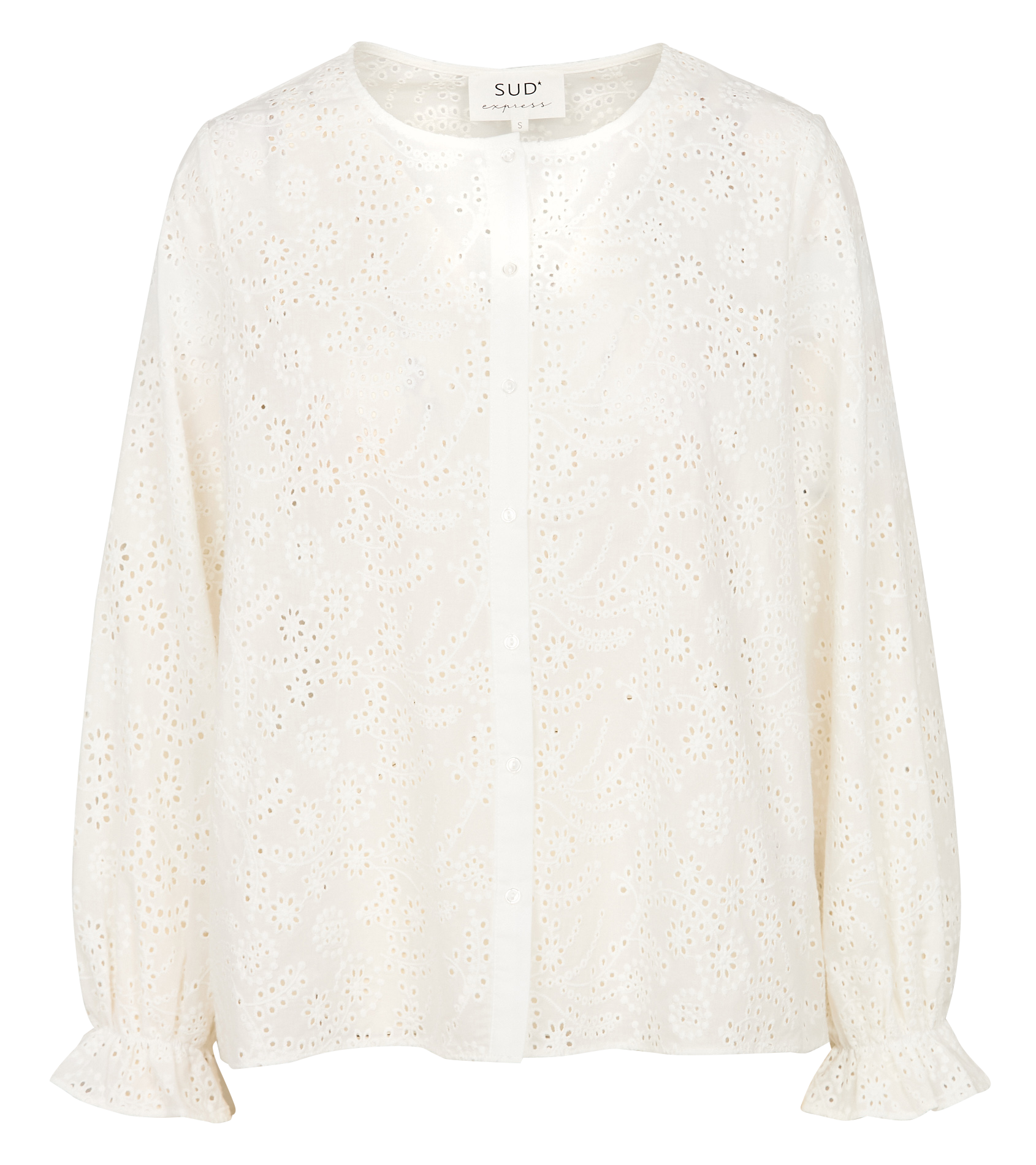 CELIMA - Chemise droite brodée en coton | Blanc