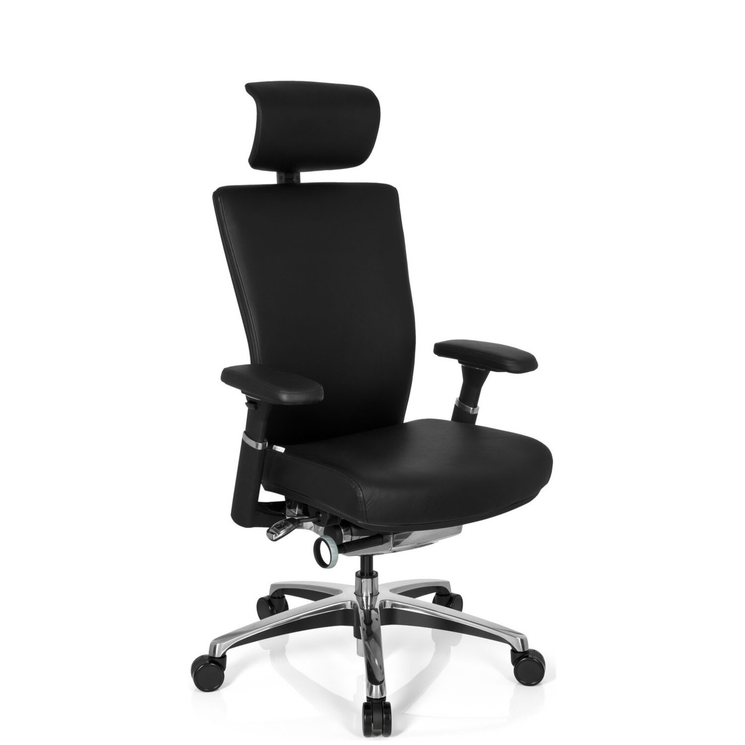 Profi Bürostuhl NOVA Leder mit Armlehnen (höhenverstellbar) hjh OFFICE