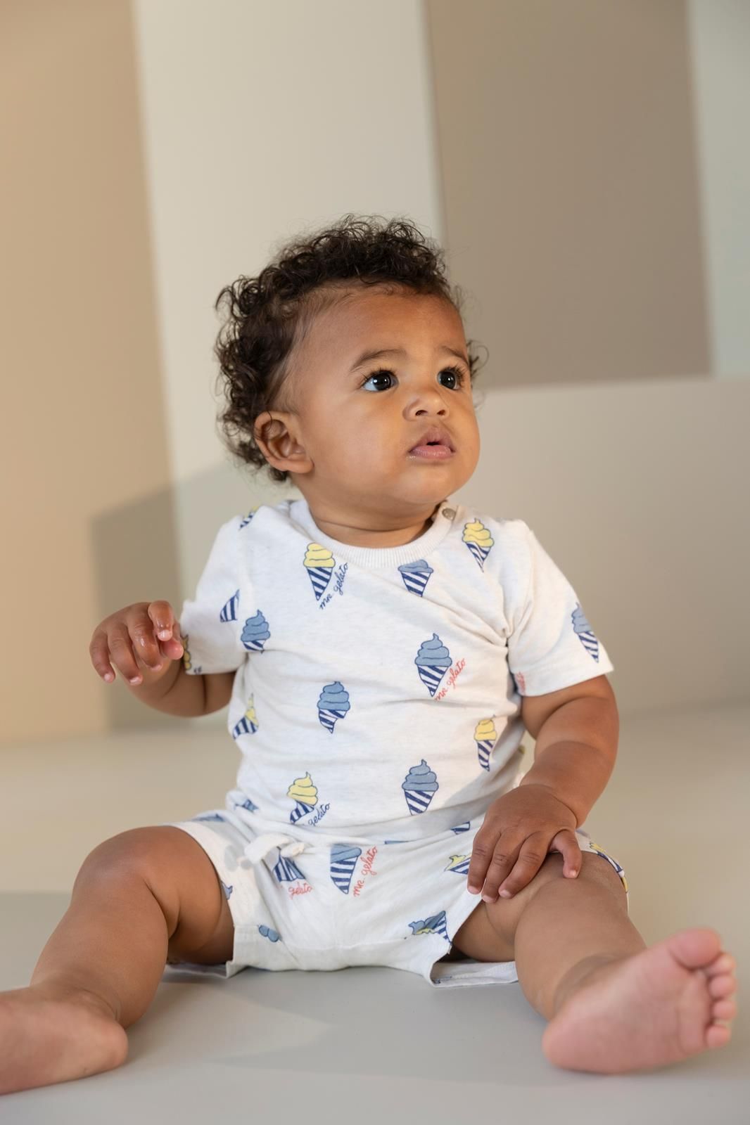 Noppies Baby T-shirt all over print - Oatmeal Melange