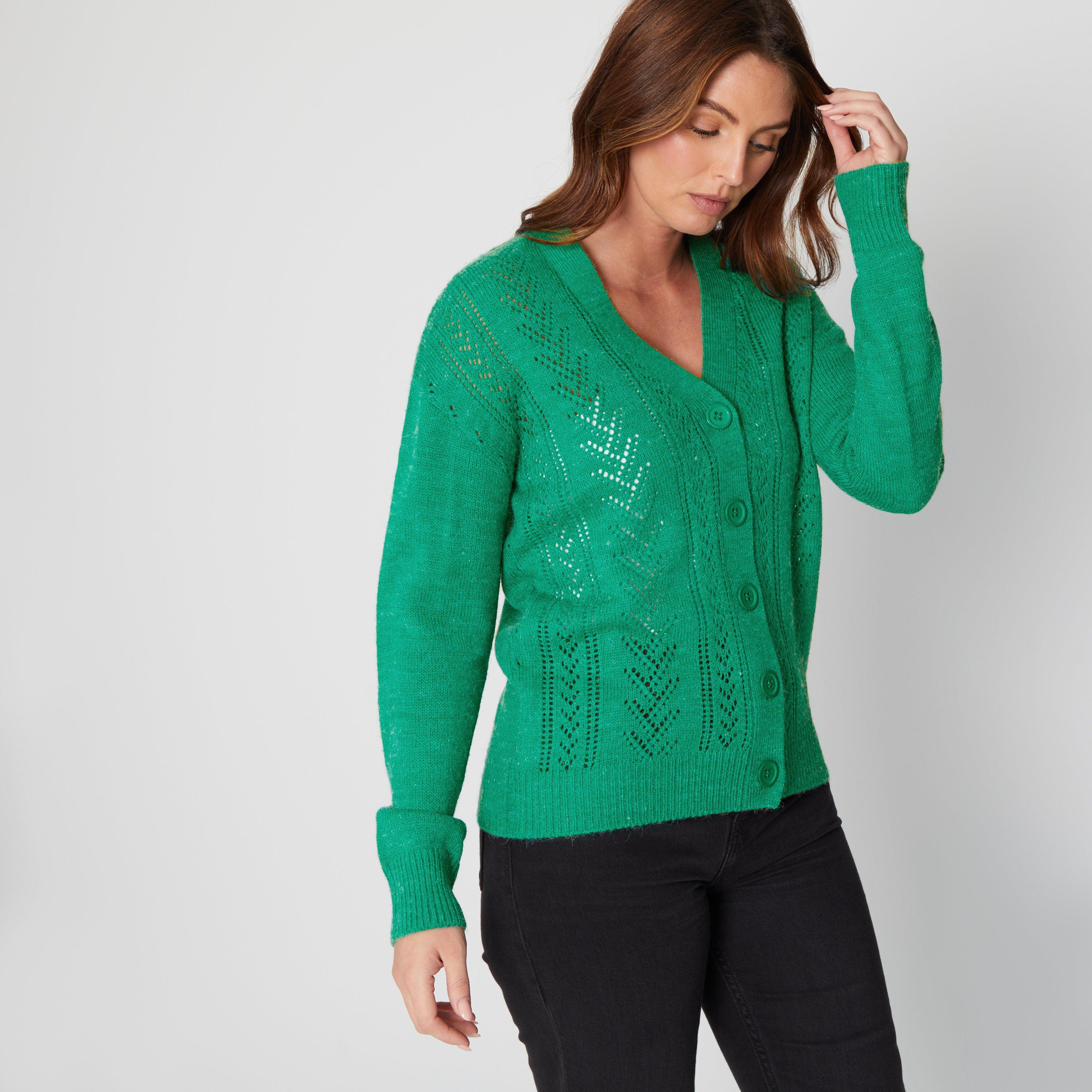 Be You Ladies Pointelle V Neck Cardigan