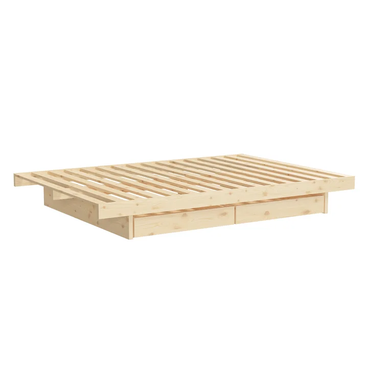 Karup Design - Kanso Bett mit Schubladen, 160 x 200 cm, Kiefer natur