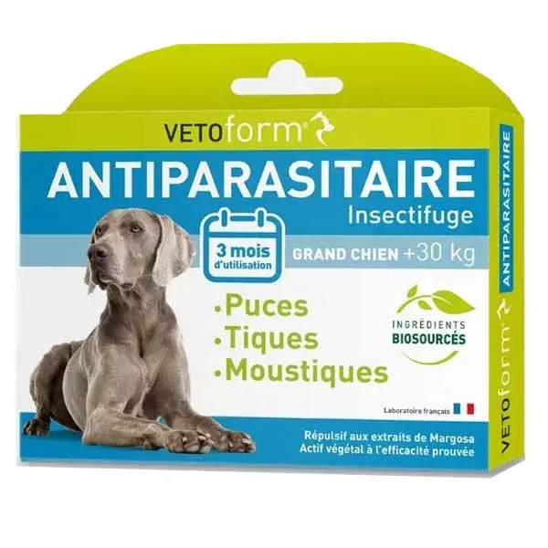 Vetoform - Tratamento Antiparasitário para Cães de Grande Porte (+30kg) - 6 pipetas