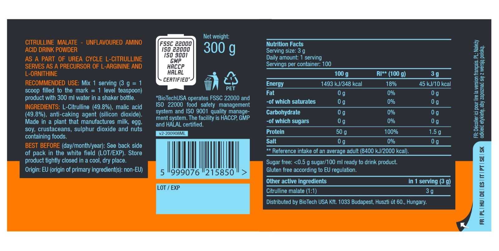 Biotech USA Citrulina-malato 90 cápsulas