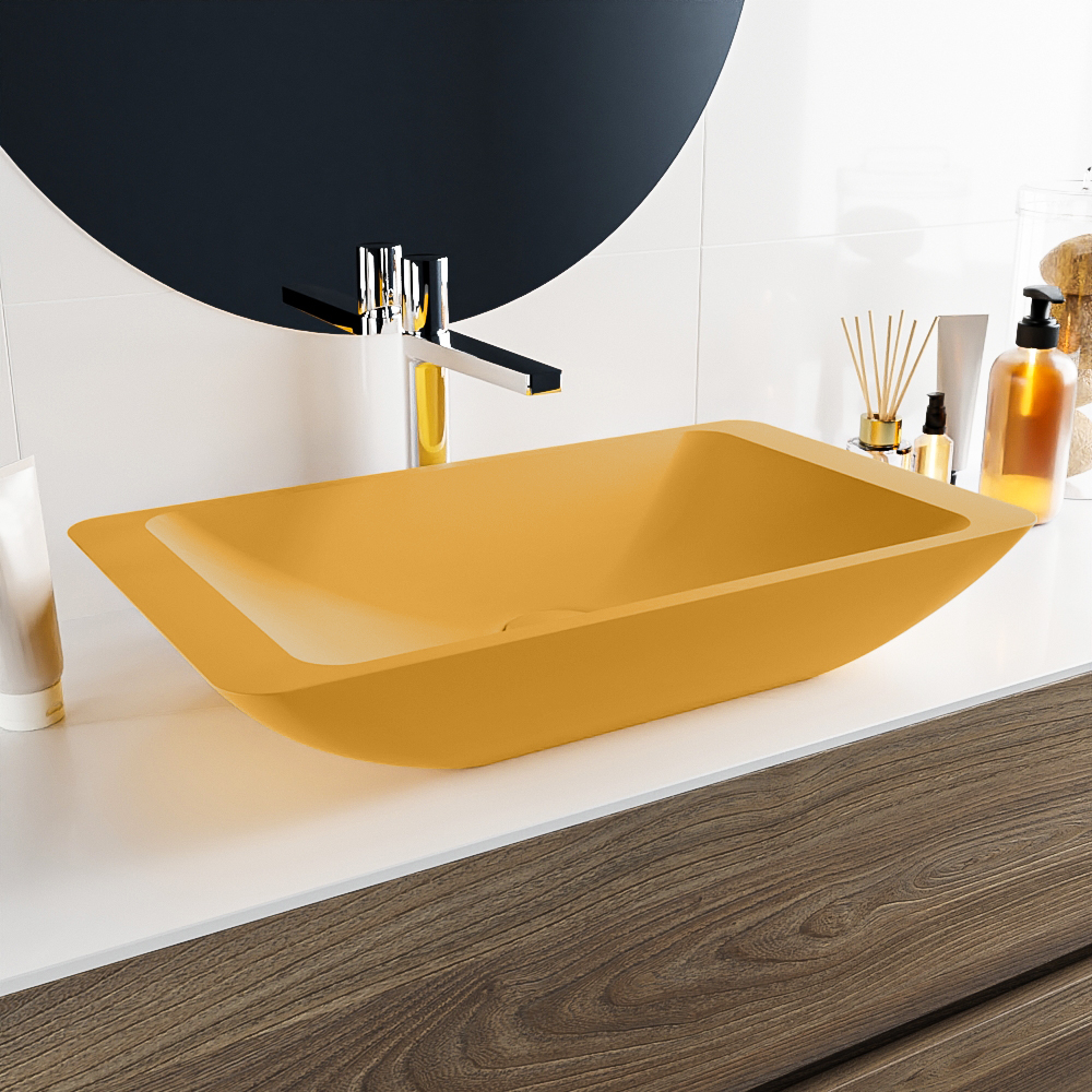 Mondiaz Topi Solid Surface waskom 60x35cm ocher