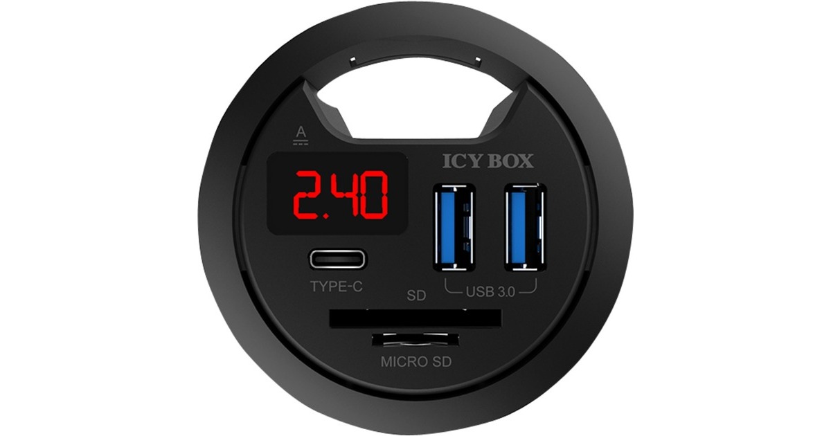 ICY BOXIB-Hub1404 usb-hub  (Zwart, Incl. USB-C, SD- en MicroSD kaartlezer en oplaadfunctie)