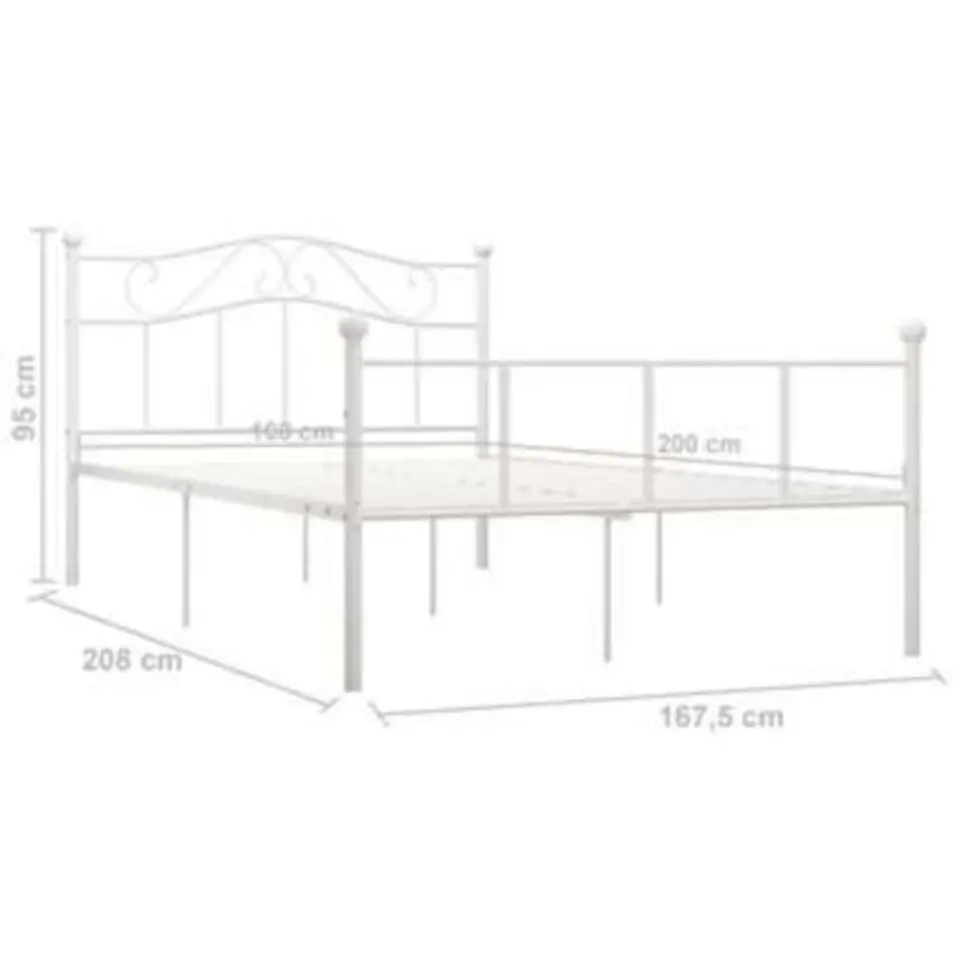 vidaXL - Tweepersoonsbed met hoofdeinde - Wit - Metaal - 160x200 cm