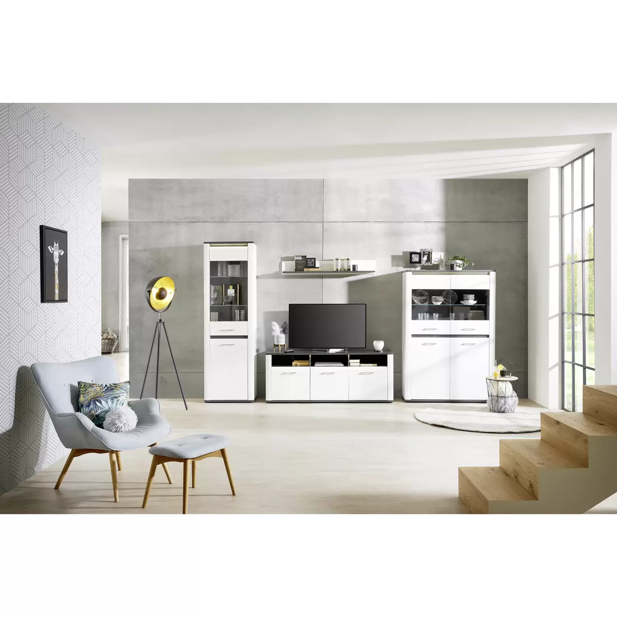 TV Möbel Alassio weiss,grau