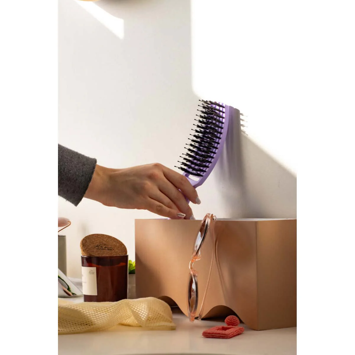Brosse FINGERBRUSH CARE ICONIC Lavender Sanglier & Nylon Taille M