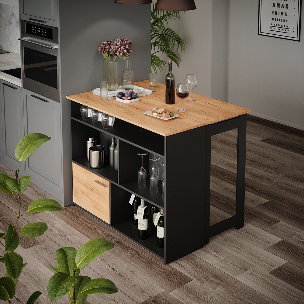 Vicco Bartisch Dominic Eiche Anthrazit 116 x 37 cm Esszimmer Küche offene Fächer Tür
