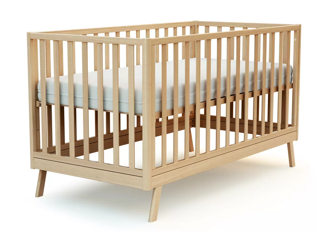 Lit cabane bébé évolutif en bois CONFORT Hêtre Verni 70 x 140 cm