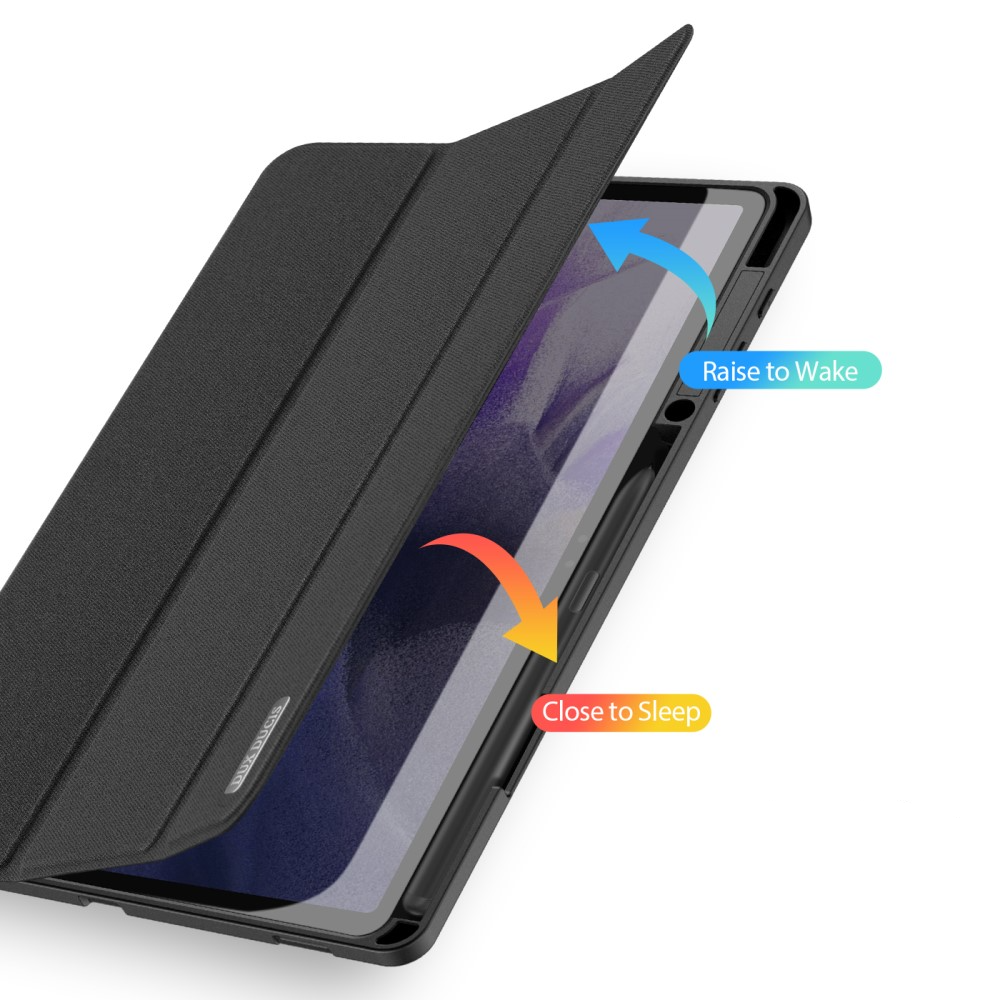 Samsung Galaxy Tab S8  Plus / Tab S7 FE 5G / Tab S7  Plus Tasche Smart Cover Hülle Stoff Design mit S-Pen Halterung - Schwarz