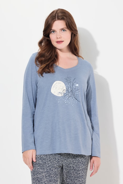 Shirt, Herzausschnitt, Langarm, Biobaumwolle