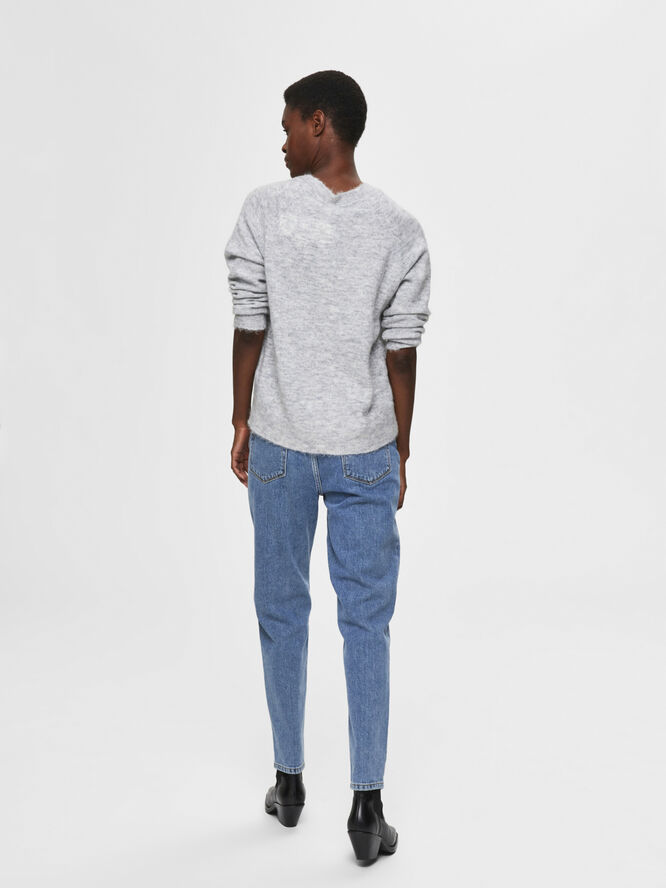 Selected Femme SLFLULU LS ALPACA BLEND KNIT O-NECK NOOS Grå