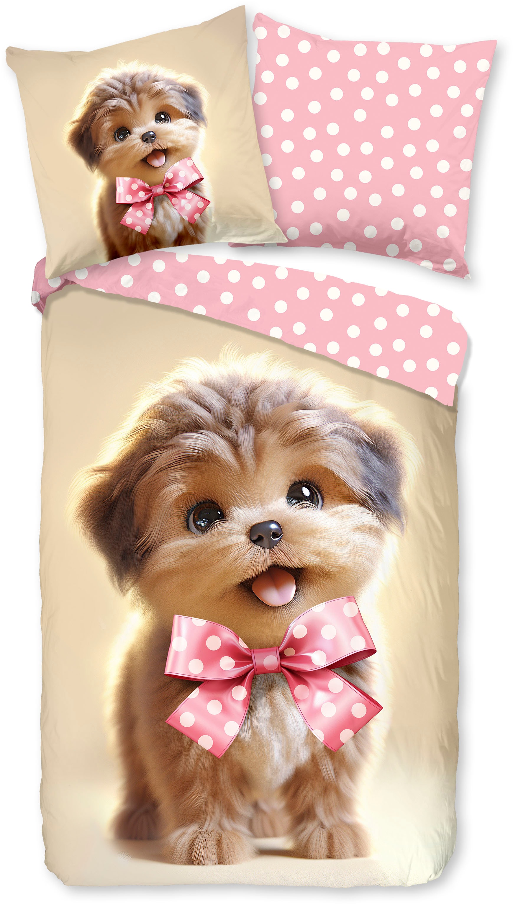 PURE luxury collection Kinderbettwäsche »Bobi« 2 Stk. tlg. Mikrofaser, 135x200, 2 Teilig, Wendeoptik, Kind, Hund, Welpe