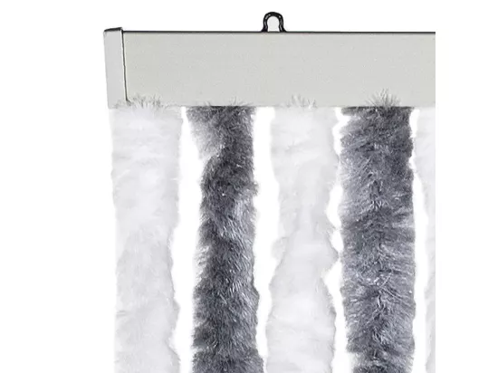 Rideau anti-mouches gris et blanc 100x230 cm chenille