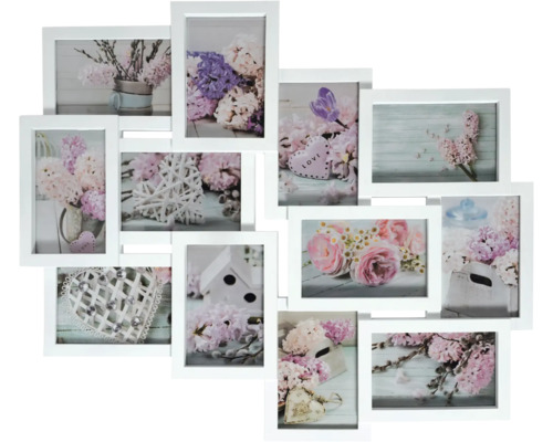 Fotolijst collage Lilou wit 60x50 cm 12 foto's 10x15 cm