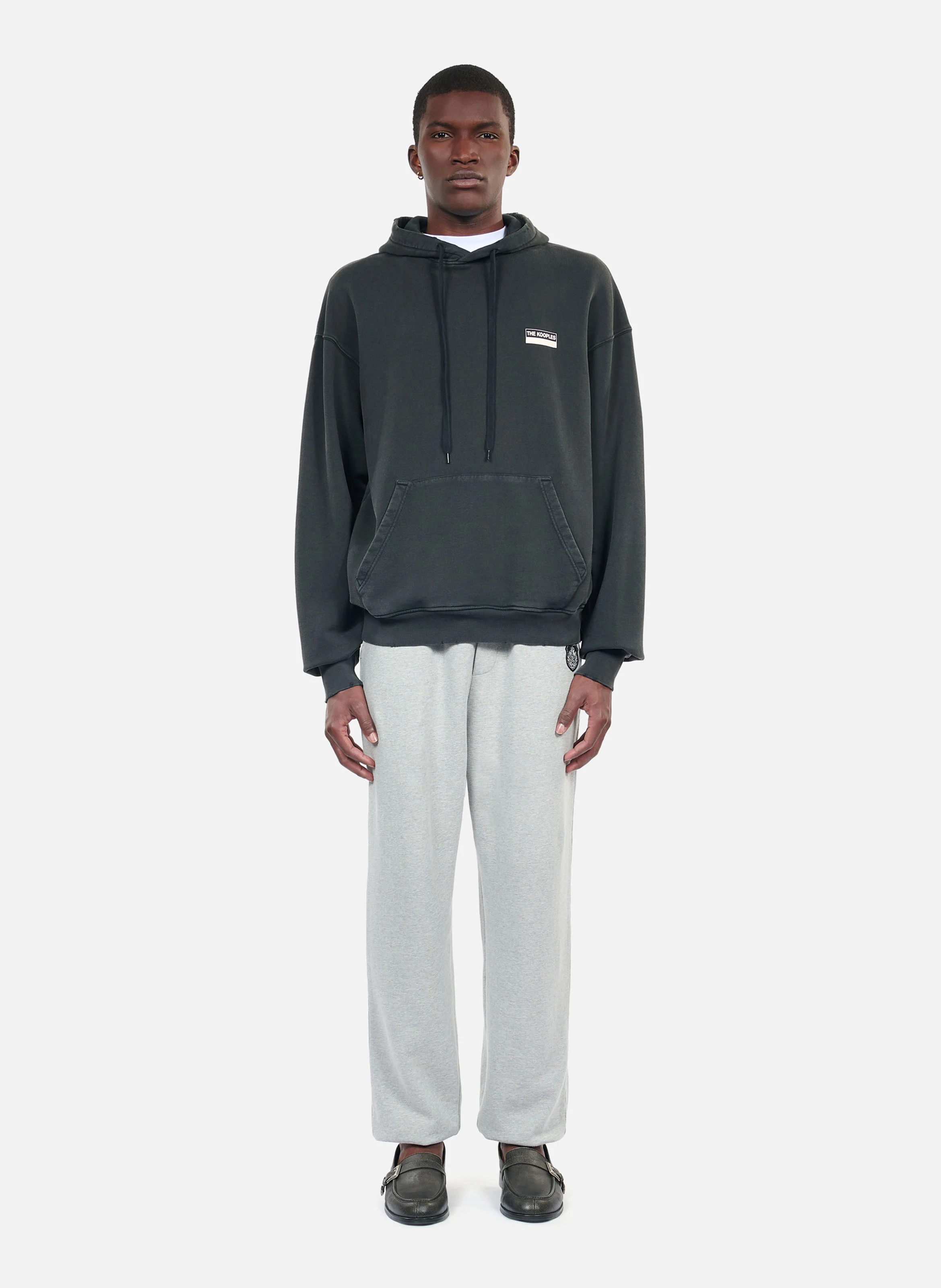 Sweatshirt à capuche ample en coton sérigraphié | Noir