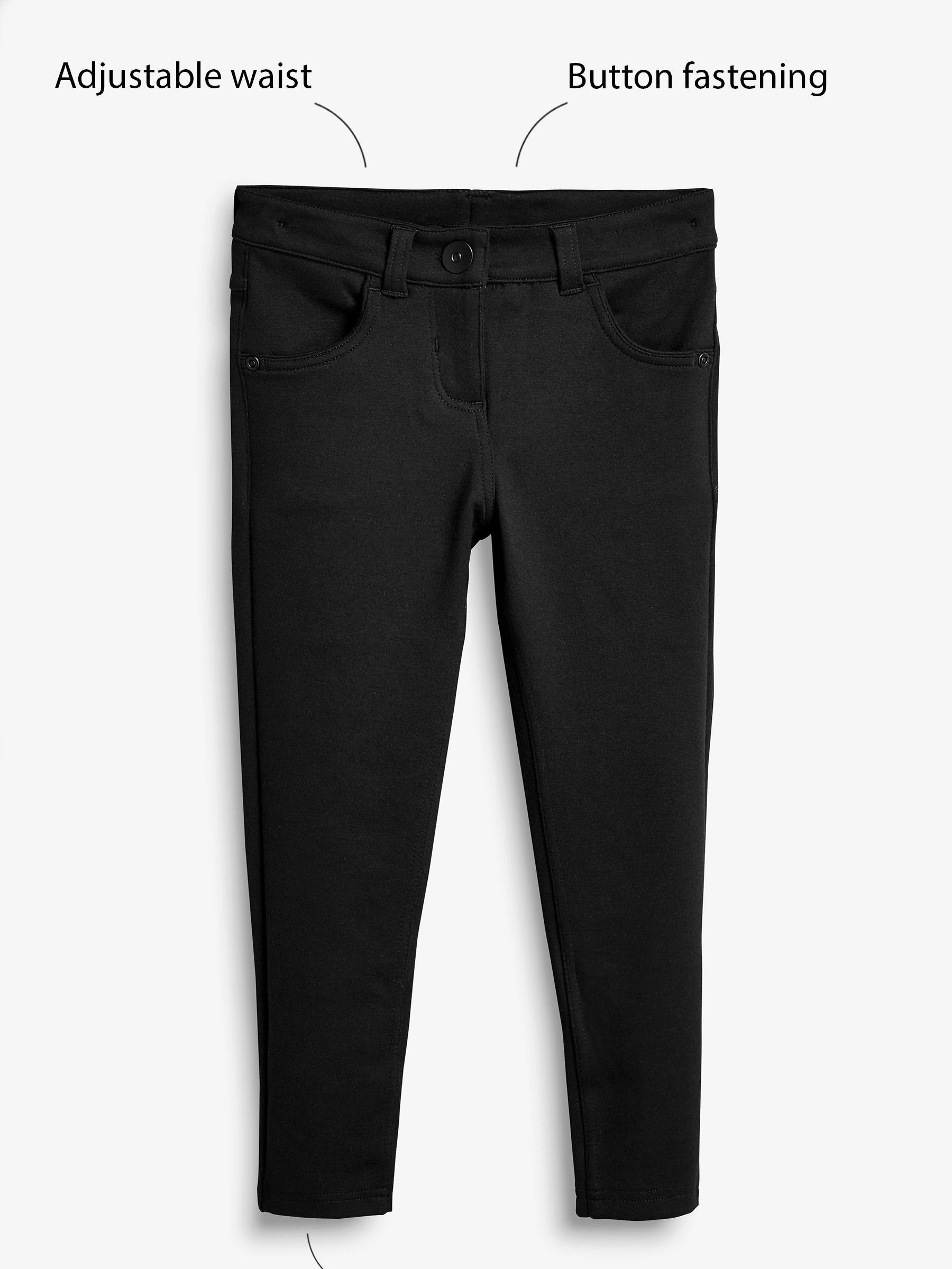 Zwart - Skinny schoolbroek met jersey stretch (3-18 jr)