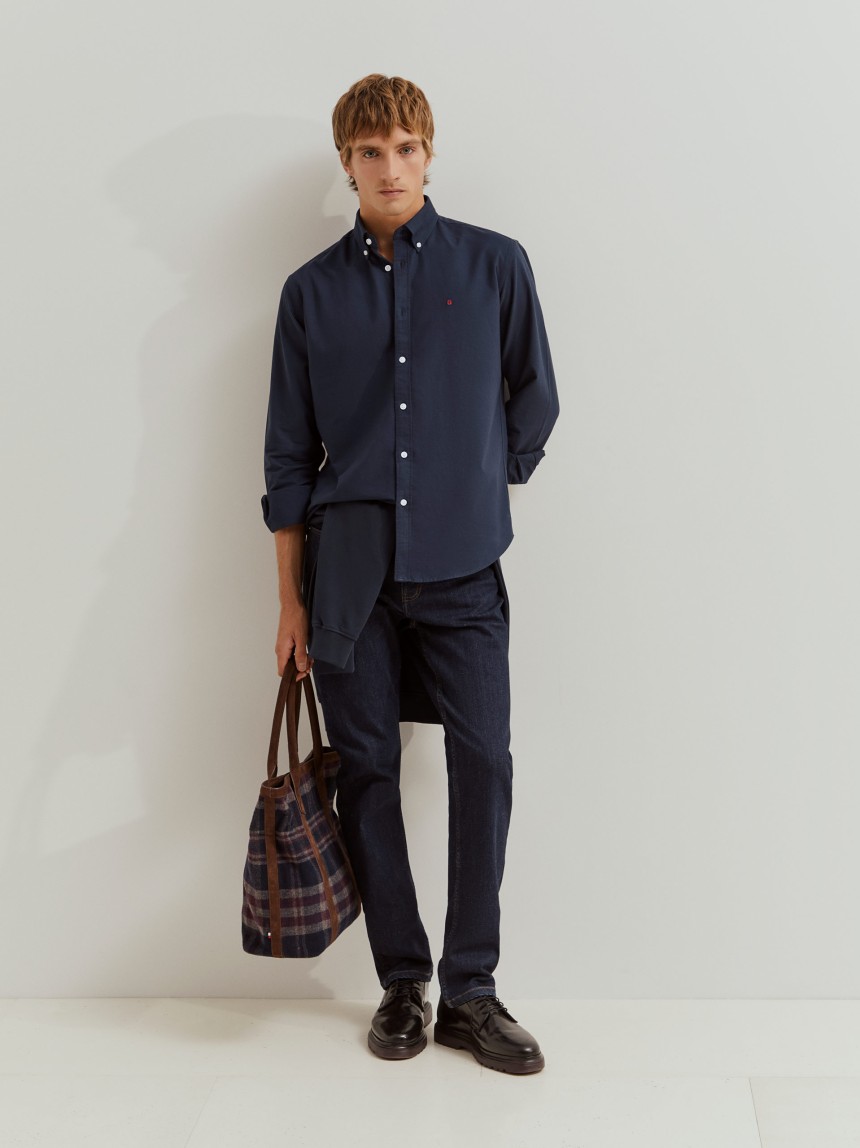 Camisa oxford regular fit em algodão