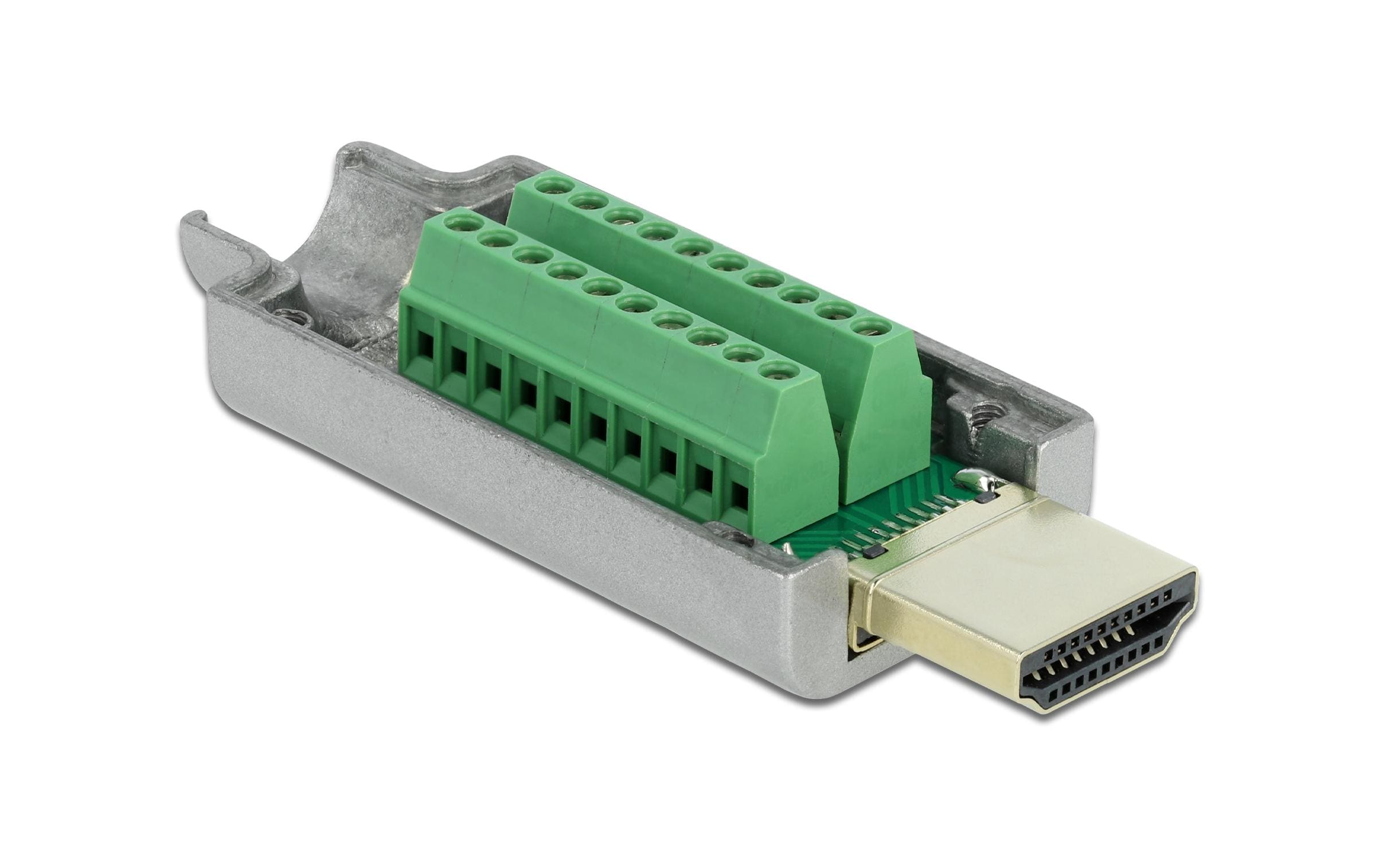 Adapter HDMI-A Stecker zu Terminalblock mit Metall GehäuseDelock HDMI-A Stecker zu Terminalblock Adapter mit Metall Gehäuse