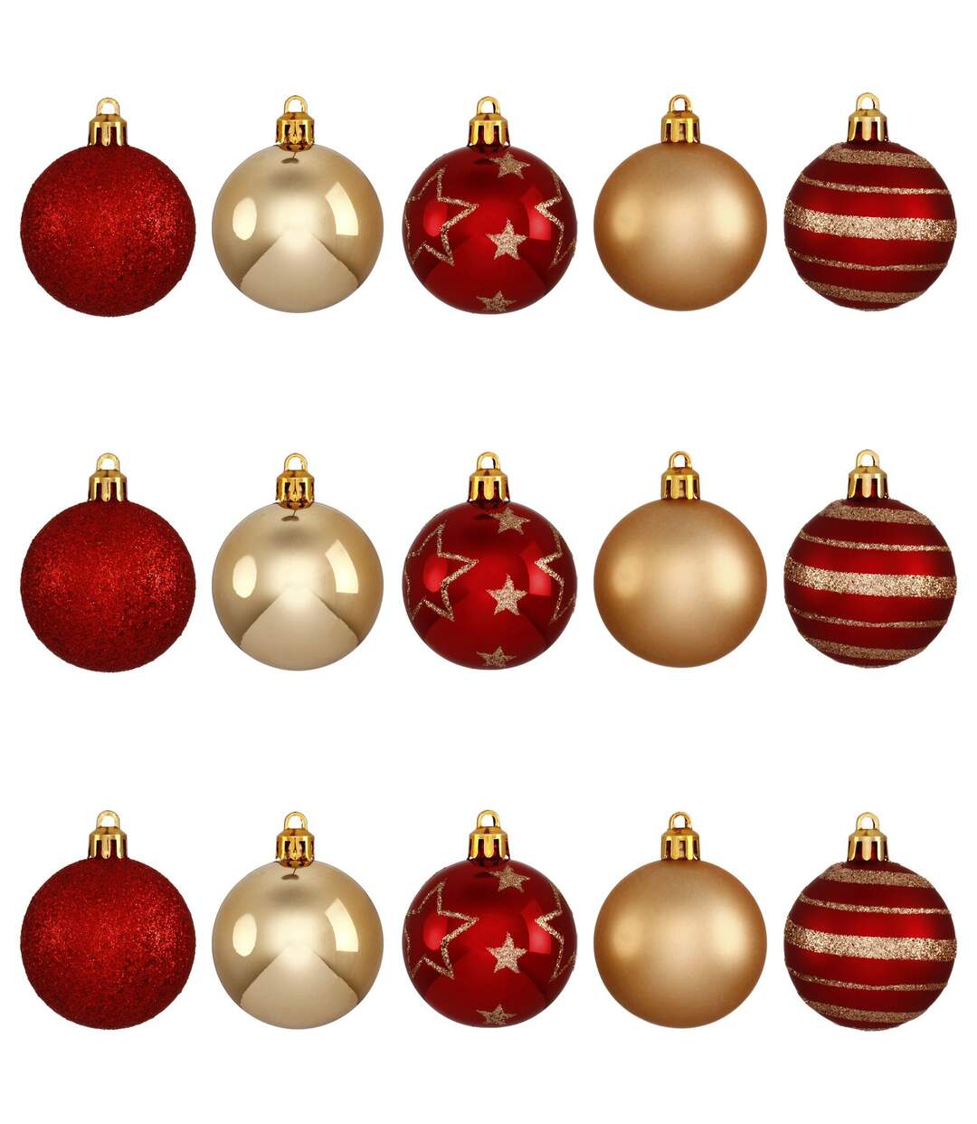Kit Décoration pour sapin de Noël - 15 Pièces - Rouge et doré