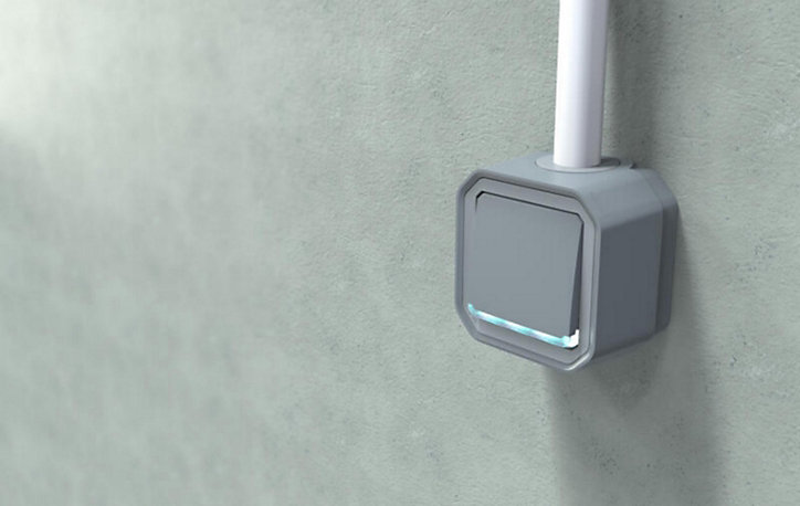 Bouton poussoir lumineux Legrand Plexo gris en saillie