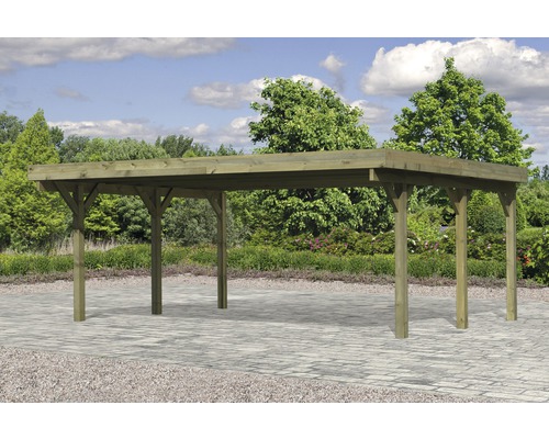 Dubbele carport Karibu Pluwig 1 variant A 598x480 cm drukgeïmpregneerd