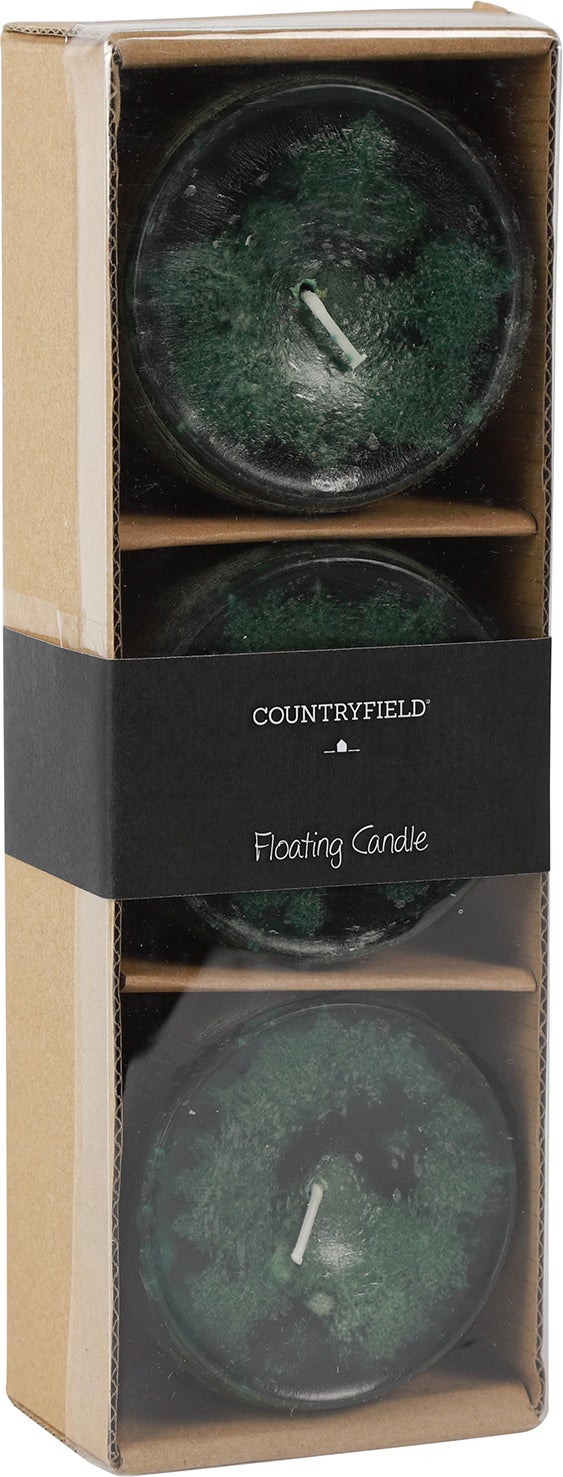 Countryfield drijfkaars Bollie donkergroen 18 uur 3 stuks
