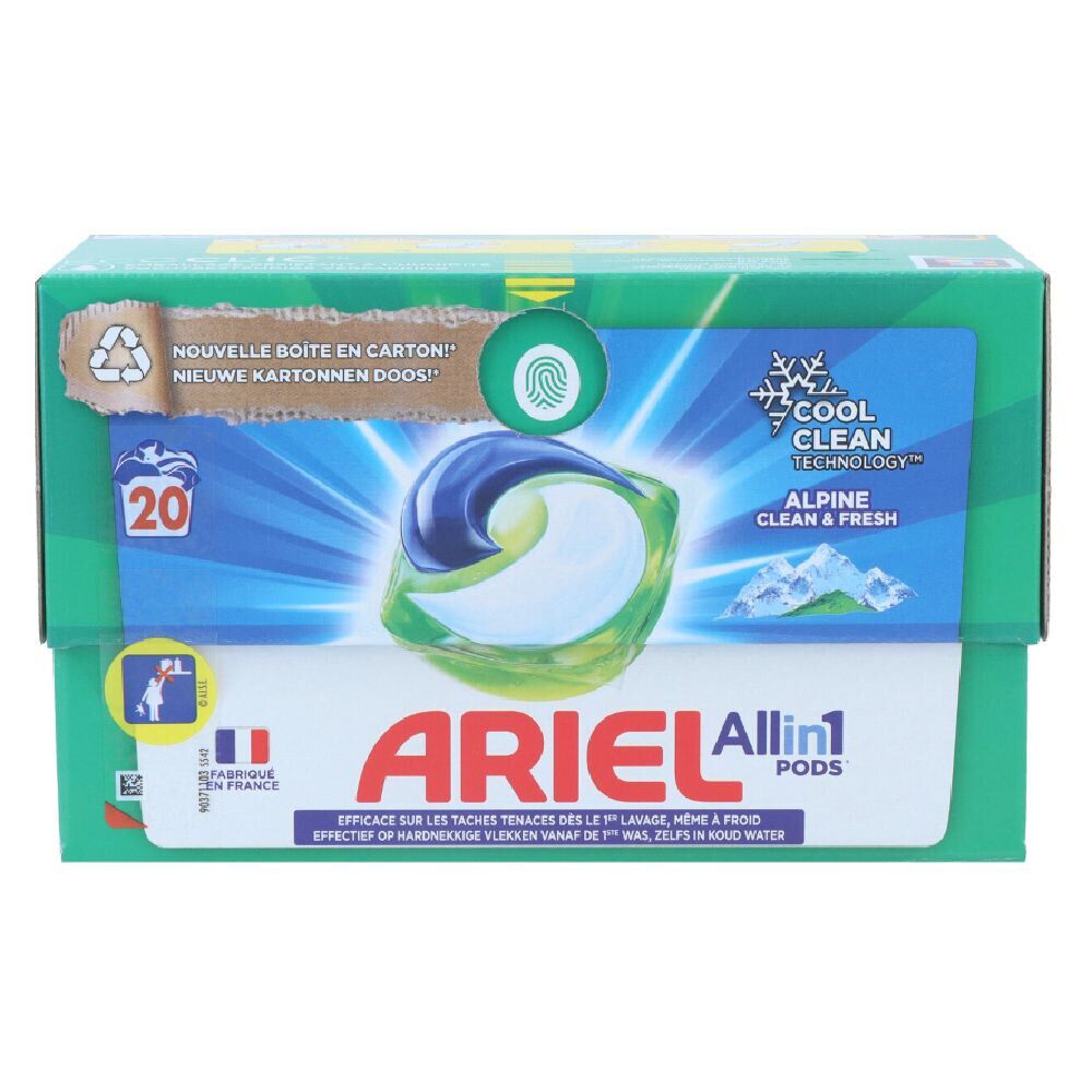 Ariel pods tout-en-1 senteur Alpine 20 lavages