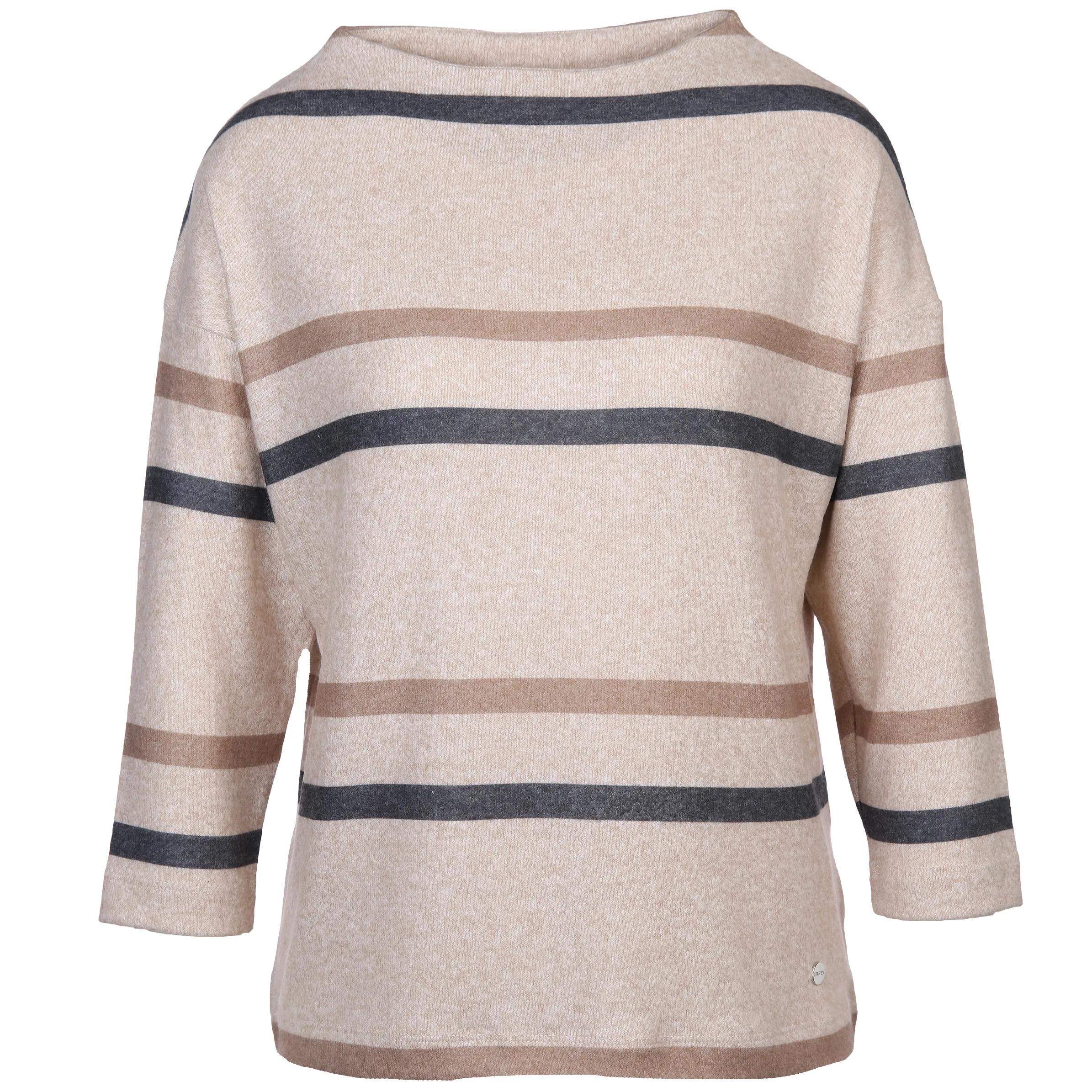 Damen Flauschshirt mit Streifen und 3/4 Arm