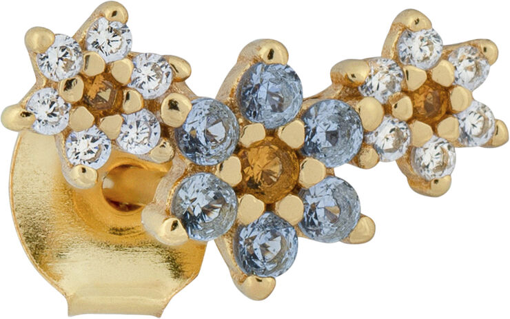 The Earring Shop Trois Fleurs Stud Light Blue/Orange Gold