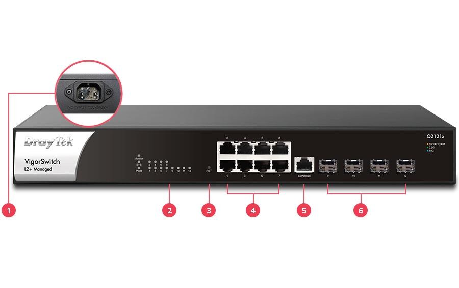 Switch VigorSwitch Q2121x 12 Port<br>2.5 Gigabit L2+ Managed Switch