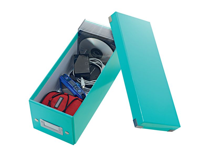 Leitz Aufbewahrungsbox 30 CD-Hüllen, Blau Zusammenfaltbare Aufbewahrungslösung für CDs, eisblau