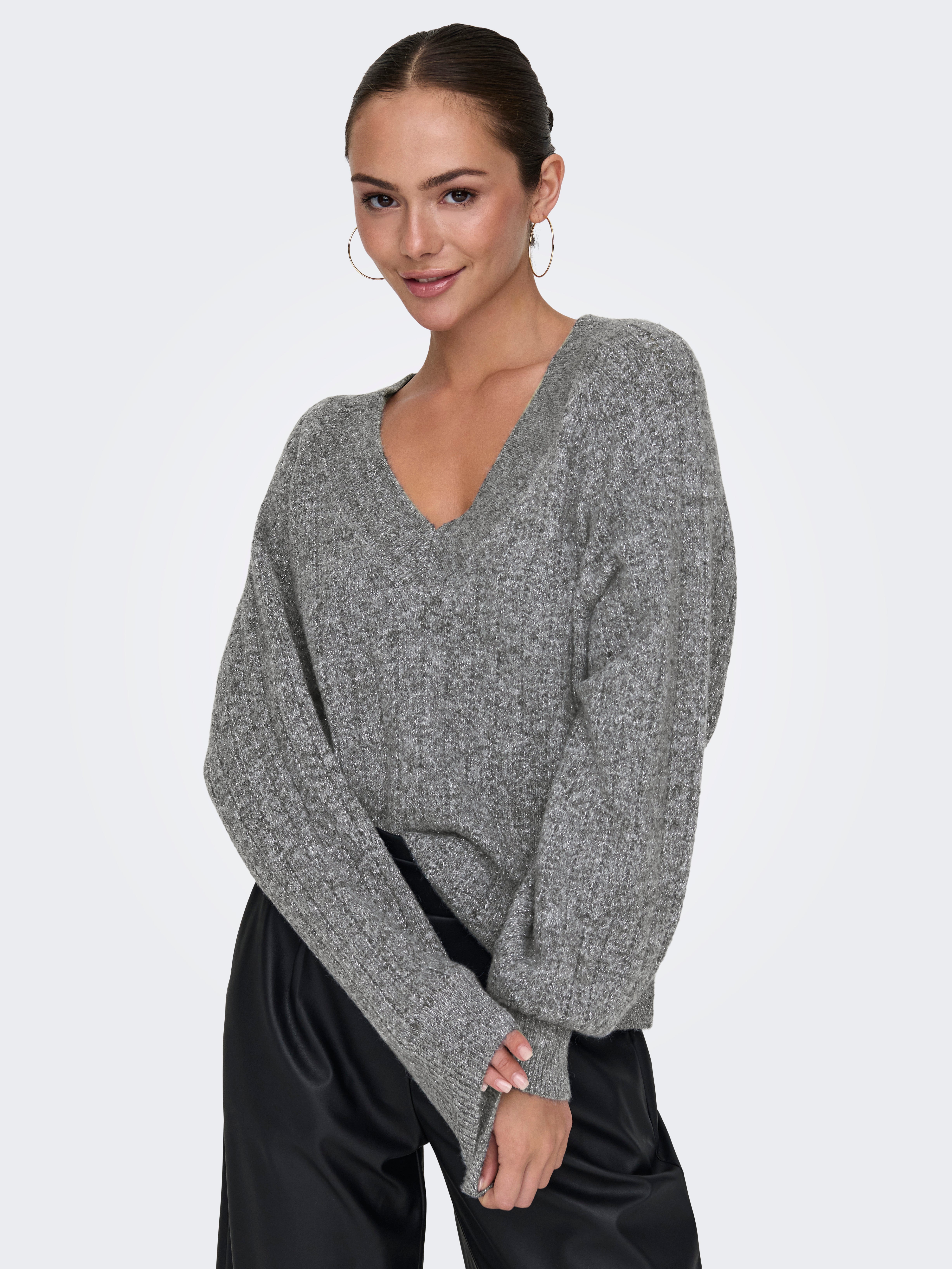JDYASPEN Strickpullover Medium Grey Melange