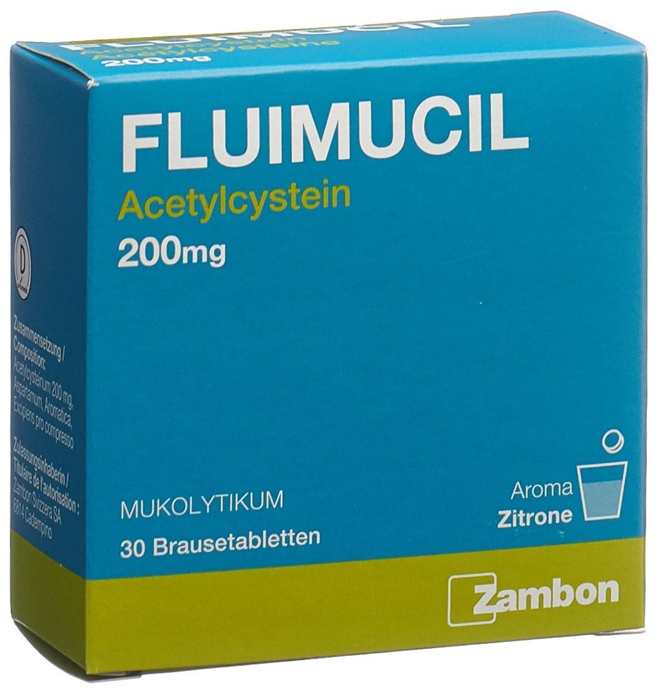 FLUIMUCIL Brausetabl 200 mg Erw citron Blist 30 Stk<br>30 Stück, Blister, Brausetablette, citron