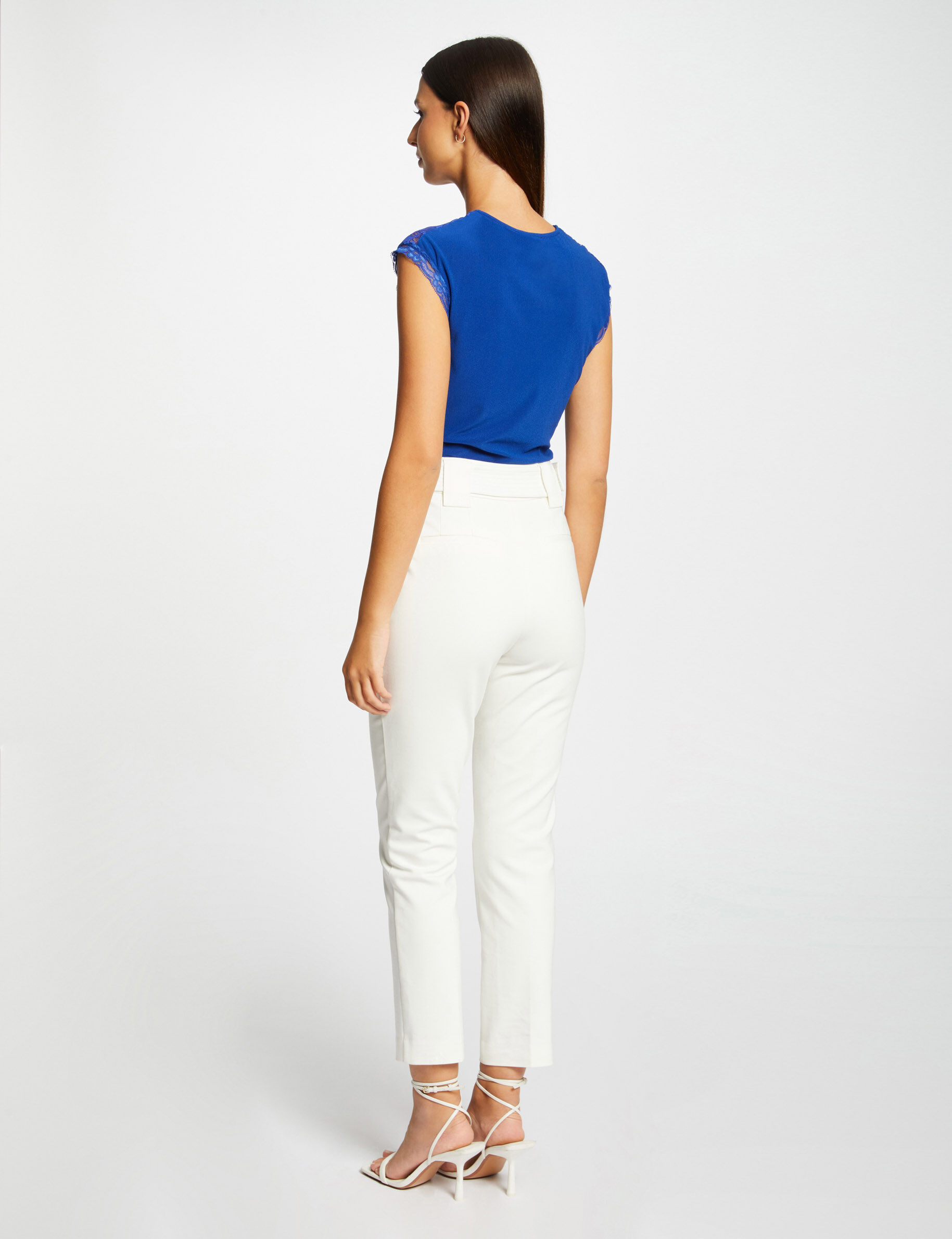 T-shirt manches courtes avec noeud bleu electrique femme - bleu_electrique