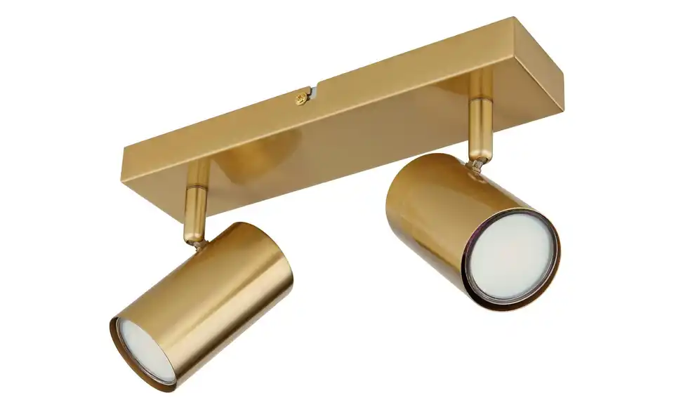 Deckenstrahler 12 cm 6 cm 2-flammig 26 cm gebürstet, Goldfarben