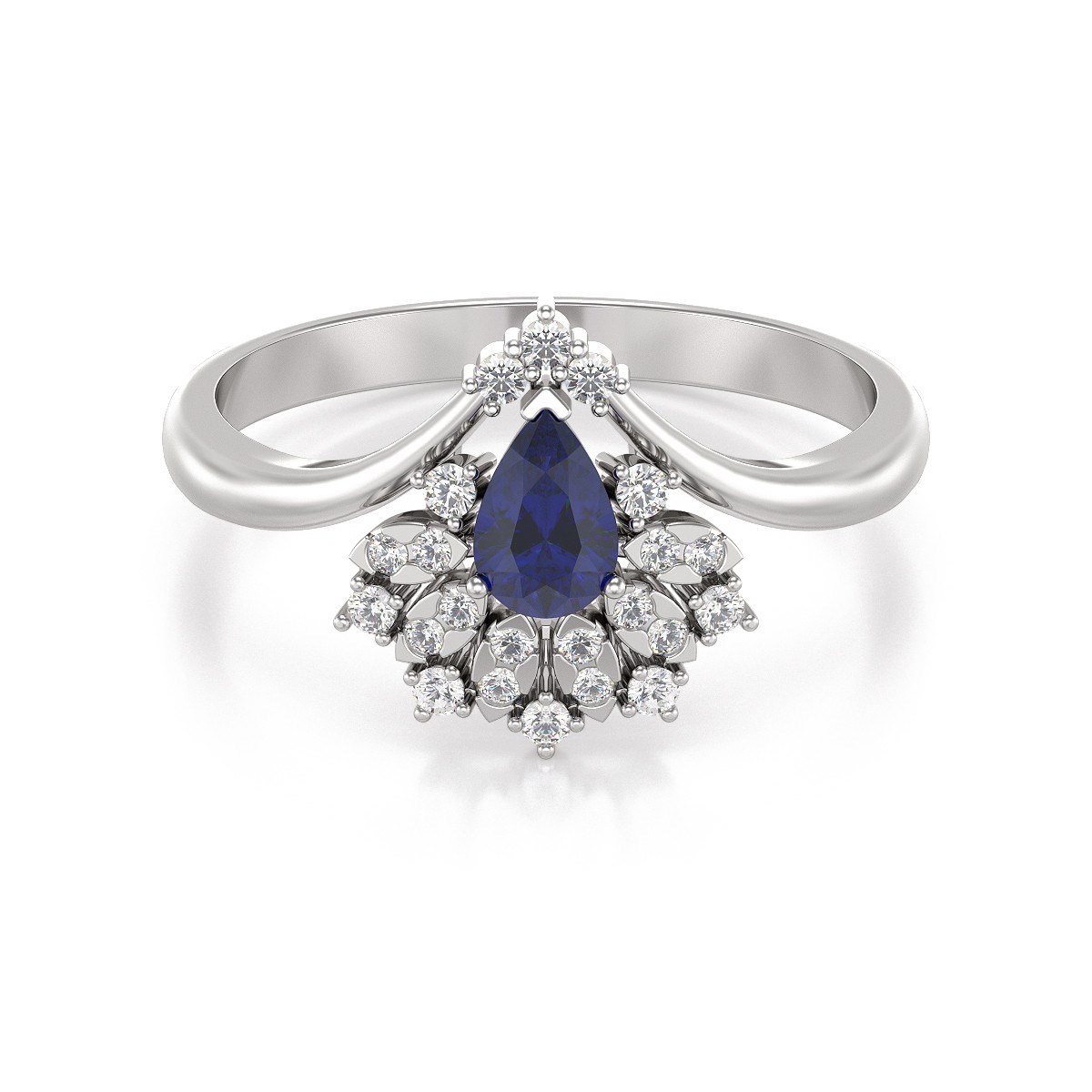Bague ADEN Saphir et diamants sur Argent 925 3.6grs