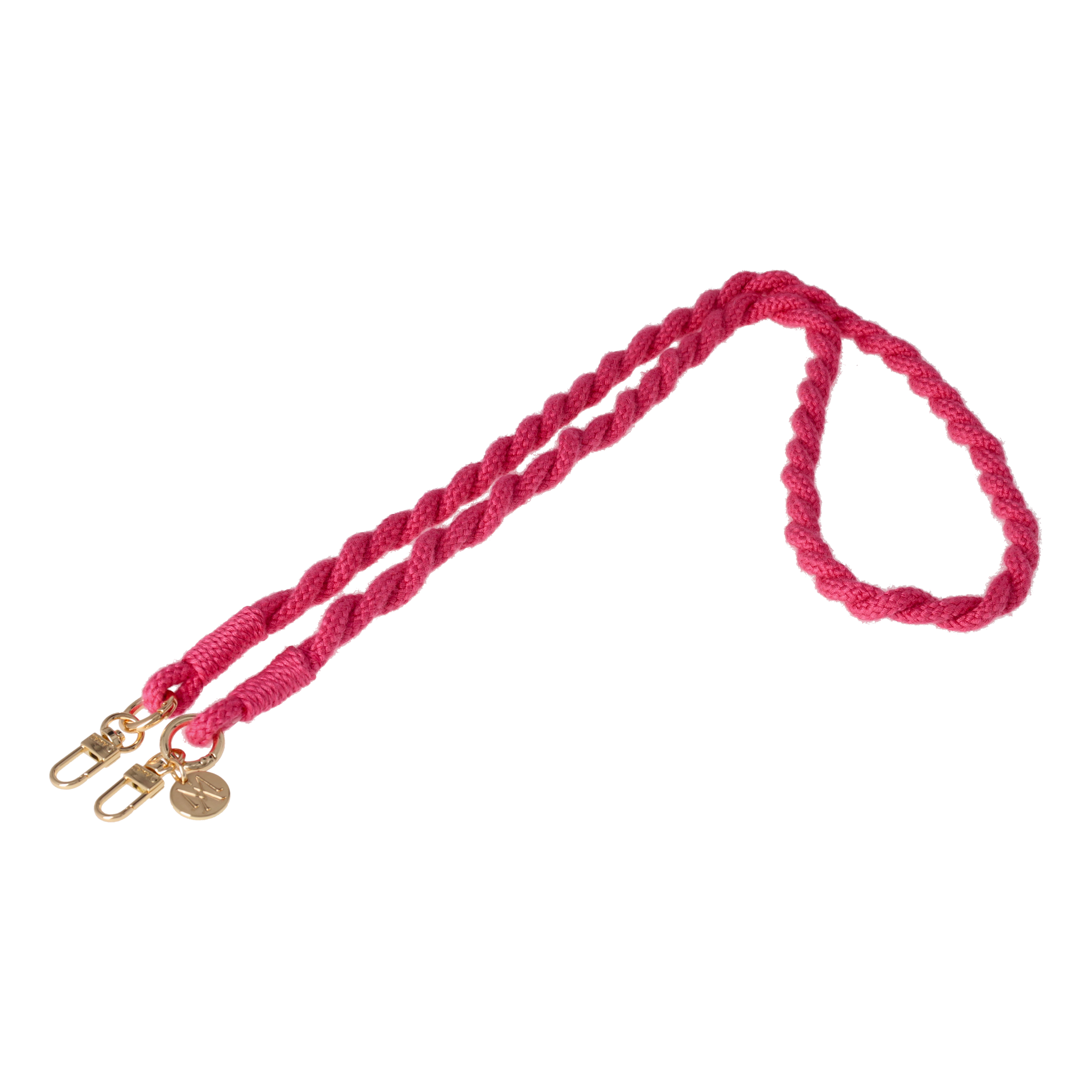 Handgemachte Handykordel Gedrehtes Umhängeband für Handyhüllen Gold - Hot Pink